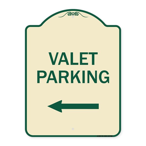 Valet Parking with Left Arrow Heavy-Gauge Aluminum Architectural Sign, 24" x 18", TG-1824-22750